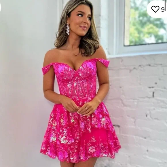 Sherri Hill | Dresses | Vibrant Pink Offshoulder Floral Dress | Poshmark Sherri Hill | Dresses | Vibrant Pink Offshoulder Floral Dress | Poshmark